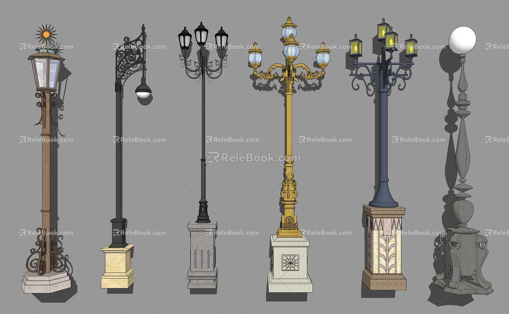 European street lamp landscape garden lamp post street lamp model