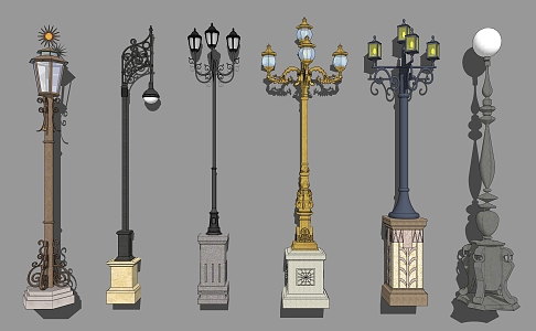 European street lamp landscape garden lamp post street lamp 3d model