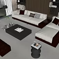 Modern Living Room Interior With Sofa Coffee Table And Decorative Pillows 3d model