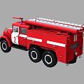 Red Fire Truck With White Stripes Number 2 Emergency Lights And Ladder