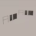 Various Fence Designs With Metal Frames And Wooden Panels For Outdoor Use