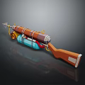 Detailed Weapon Model With Wooden Stock Metallic Parts And Colorful Components 3d model