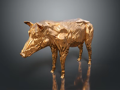 Professional Golden Pig Anatomical Model For Veterinary Medical Instrument Training 3d model