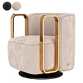Modern Accent Chair with Gold Metal Arms Black and Beige Velvet Upholstery Design