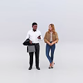 Diverse Group of People Standing and Sitting in White Studio with Various Outfits