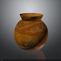 Ancient Traditional Orange Ceramic Pottery Jar With Ornate Patterns And Glossy Surface 3d model