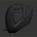 Gray Worn Texture Helmet With Blue Glowing Light And Connecting Tubes