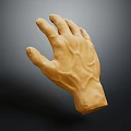 Detailed Textured Yellow Hand Model With Realistic Skin Features Against Dark Background