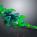 Vibrant Green Blue Fantasy Creature 3D Model With Intricate Patterns And Detailed Textures