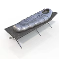 Portable Silver Folding Camping Cot With Metal Frame And Circular Opening