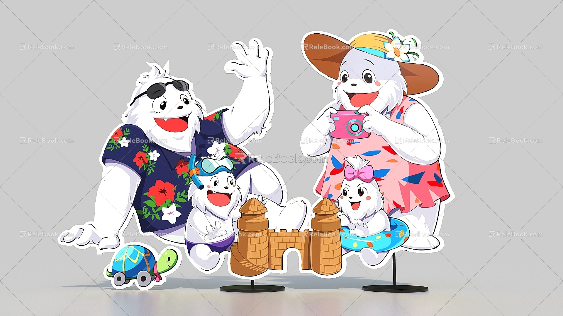 Cartoon snowman a summer trip sunshine beach sunglasses bikini KT board photo set up brand net red DP 3d model