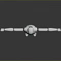 White and Black Robot Game Movie Character With Extended Arms Standing Pose