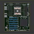 Detailed Electronic Motherboard With CPU Socket RAM Slots And Circuit Components 3d model