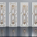 Elegant White Hinged Doors with Gold Decorative Carvings and Ornate Patterns
