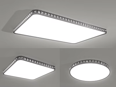 Modern Square And Round Ceiling Lights With Decorative Crystal Border And Bright White Lighting 3d model