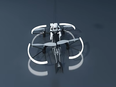 Modern Black and White Chandelier with Circular Rings and Futuristic Lighting Effect 3d model