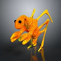 3D Character Design Of Orange Spotted Creature With Big Eyes And Long Legs