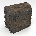 Vintage Wooden Chest With Metal Lock Chains And Rustic Wood Grain Design