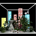 Colorful Photo Spot With Patterned Pillars Green Plants And Decorative Balls