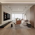 Cream Log Guest Restaurant Wine Cabinet Dining Table Open Kitchen Shoe Cabinet Entrance TV Background Wall Fan Light Sofa Combination Balcony Tea Table 3d model