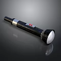 Portable Black Flashlight With Silver Ring Red Button And White Lamp Head