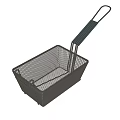 Sturdy Black Metal Wire Mesh Frying Basket Kitchen Tool With Long Handle Design