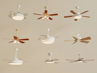 Modern Fan Light Cream Fan Light 3d model