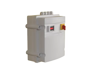 White Industrial Control Box With Multiple Connectors Red Button And Label 3d model