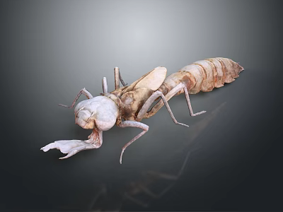 Close Up View Of Mantis Shrimp Featuring Segmented Body Brown Exoskeleton And Claws 3d model