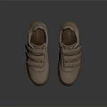Light Brown Casual Shoes With Velcro Straps And Suede Upper Rubber Sole Design