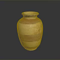 Hand Carved Pottery Jar Sculpture With Red And White Stripes Design