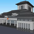 Traditional Style Modern Building With Multi Story Structure Light Colored Facade And Black Roof Design