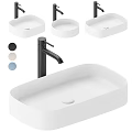Modern White Oval Bathroom Washbasin With Black Faucet And Color Options