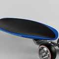 Blue And Black Skateboard With Black Wheels And Silver Axles For Sports Activities