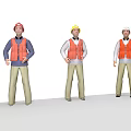 Group of Construction Workers in Orange Safety Vests and Hard Hats Standing Together
