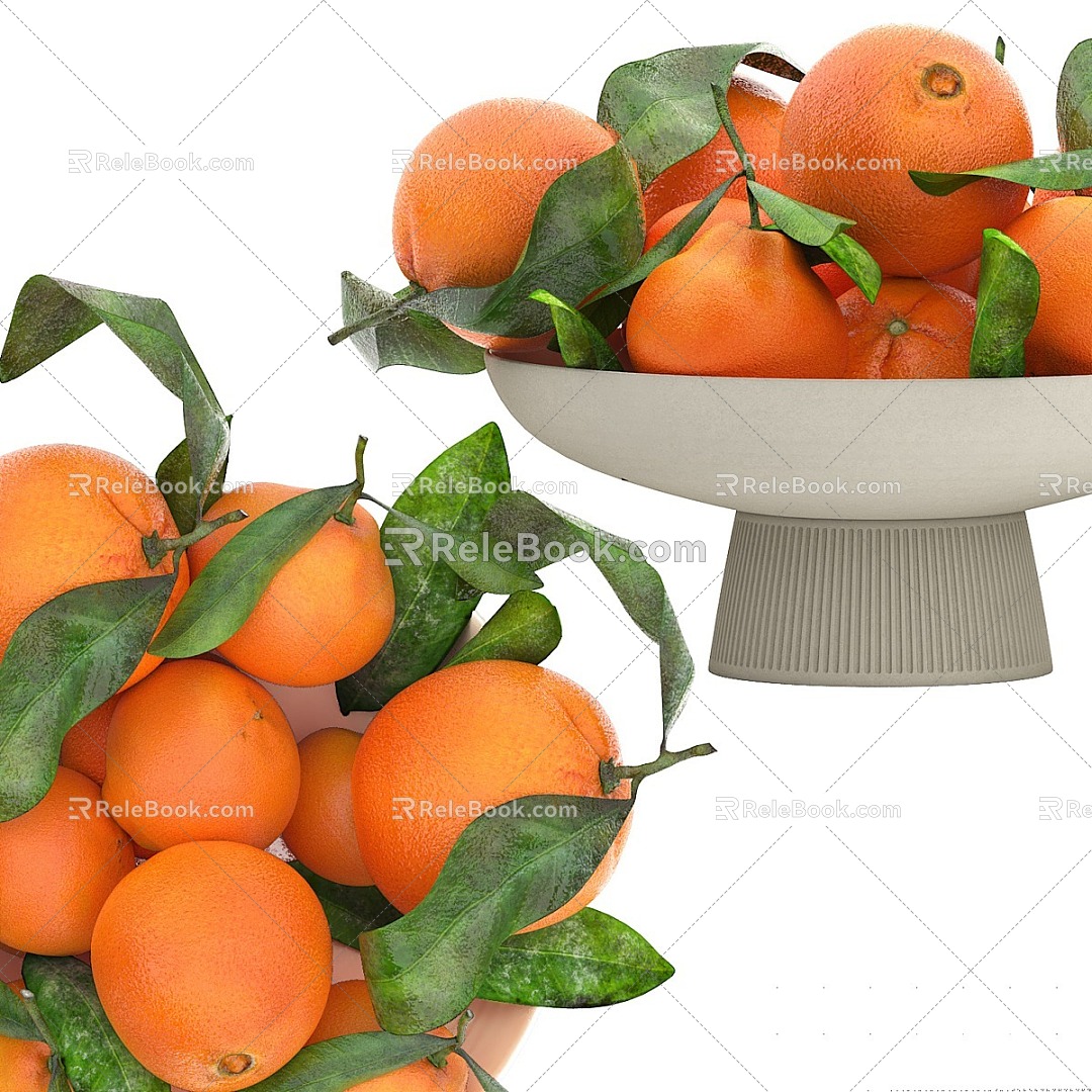 White bowl of oranges 3d model