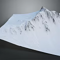 Snow Covered Mountain Peak with White Snow Slopes in Natural Winter Landscape