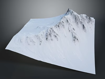 Snow Covered Mountain Peak with White Snow Slopes in Natural Winter Landscape 3d model