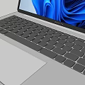 Modern Silver Laptop Featuring Blue Abstract Screen Design And Integrated Keyboard Trackpad 3d model