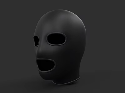 Black Full Face Hat With Eye And Mouth Openings For Protection 3d model
