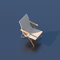 Modern White Leisure Chair Featuring Wooden Armrests and Frame Against Deep Blue Background