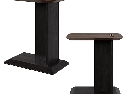 Modern Dark Wooden Side Table With Sturdy Base And Two Designs 3d model