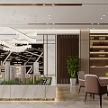 Modern Sales Office Interior With Building Model Layout Map and Furniture