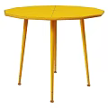 Modern Round White Table With White Legs And Gold Bottom Tips 3d model