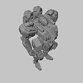 Futuristic Black Biomechanical Robot With Blue Luminous Parts And Heavy Armor