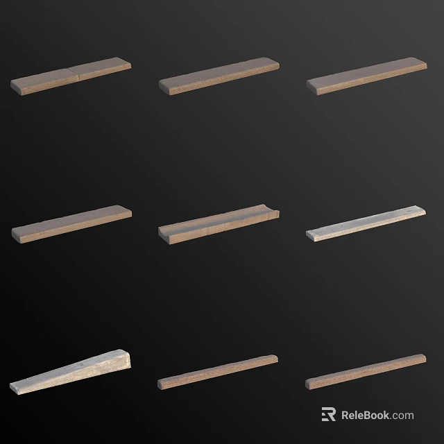 Road Facilities Featuring Various Colored Curb Stones For Urban Construction Projects 3d model 