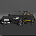 Black Sports Car With Yellow Stripe Aerodynamic Body Sleek Design And Alloy Wheels