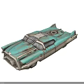 Vintage Turquoise Weathered Classic Car With Streamlined Body And Old Fashioned Details