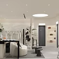 Modern Clothing Store Interior With Mannequins Display Racks And Cashier Counter