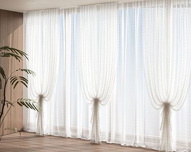 Modern gauze curtain cloth curtain 3d model